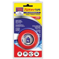 Turbo Ισχυρής Συγκράτησης Αυτοκόλλητη Ταινία Διπλής Όψης Διάφανη 19mmx1.5m 11906