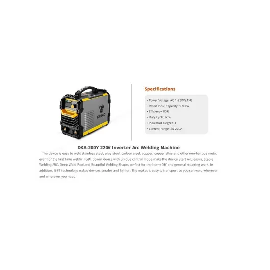 Ηλεκτροκόλληση INVERTER 200A DEKO DKA-200Y
