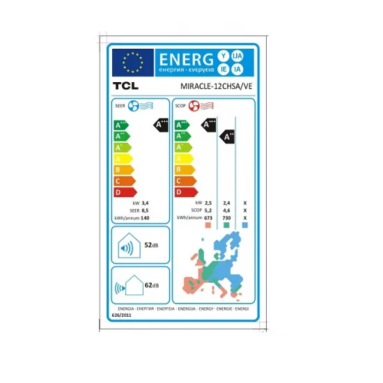  TCL Miracle II 12CHSA/VE Κλιματιστικό Inverter 12.000 BTU με WiFi