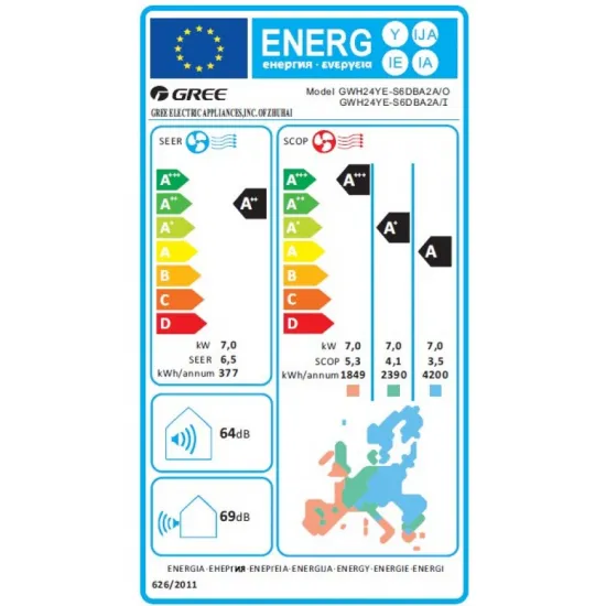 Κλιματιστικό Τοίχου Inverter 24.000 Btu Gree AMBER GRC/GRCO-241QI/KAM2-N5