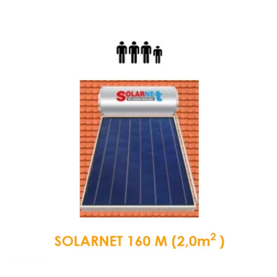 Assos SOLARNET Ηλιακός θερμοσίφωνας Glass M160lt / 2.00m² Επιλεκτικός με συλλεκτική επιφάνεια 2.00 m² διπλής ενεργείας