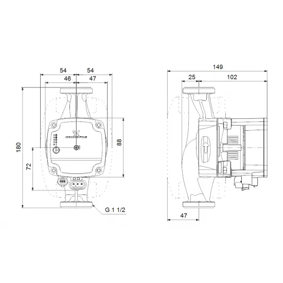 GRUNDFOS ALPHA1 L 25-60 180 Ηλεκτρονικός Κυκλοφορητής θέρμανσης ρυθμιζόμενης ταχύτητας