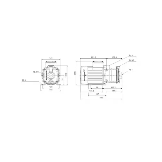 GRUNDFOS CM 5-6 Πολυβάθμια Ηλεκτρική Οριζόντια Αντλία Επιφάνειας 1300W Άμεσης Ζεύξης Τύπου End Suction 