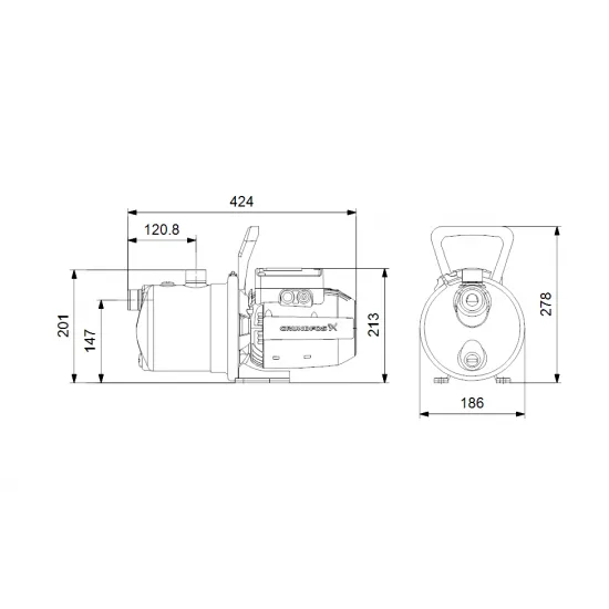 GRUNDFOS JP 5-48 Ηλεκτρική Φυγοκεντρική Αντλία Επιφάνειας με Αυτόματη Αναρρόφηση 1490W
