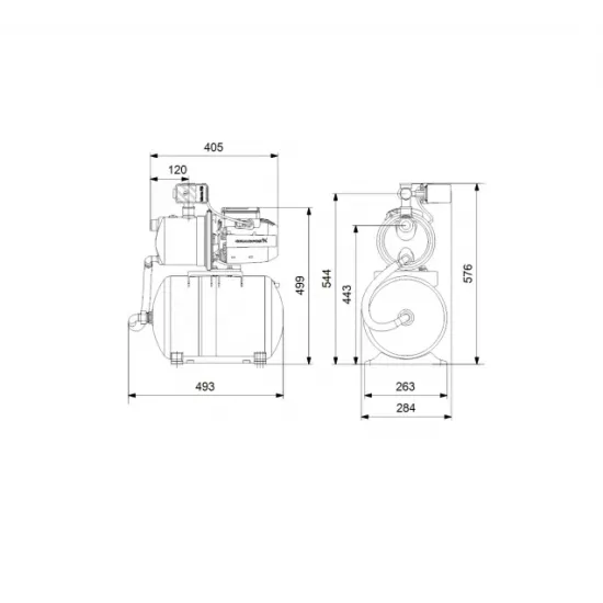 GRUNDFOS JP 5-48 PT Πιεστικό συγκρότημα με πιεζοστάτη και  ενσωματωμένο δοχείο διαστολής 1490 W