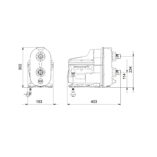 GRUNDFOS SCALA 2 Μονοβάθμιο Μονοφασικό Πιεστικό Συγκρότημα Νερού Χωρίς Δοχείο 550W