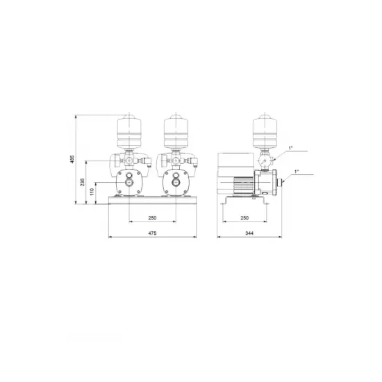 GRUNDFOS Συστοιχία Πιεστικών συγκροτημάτων CMBE TWIN 3-62 1100 W